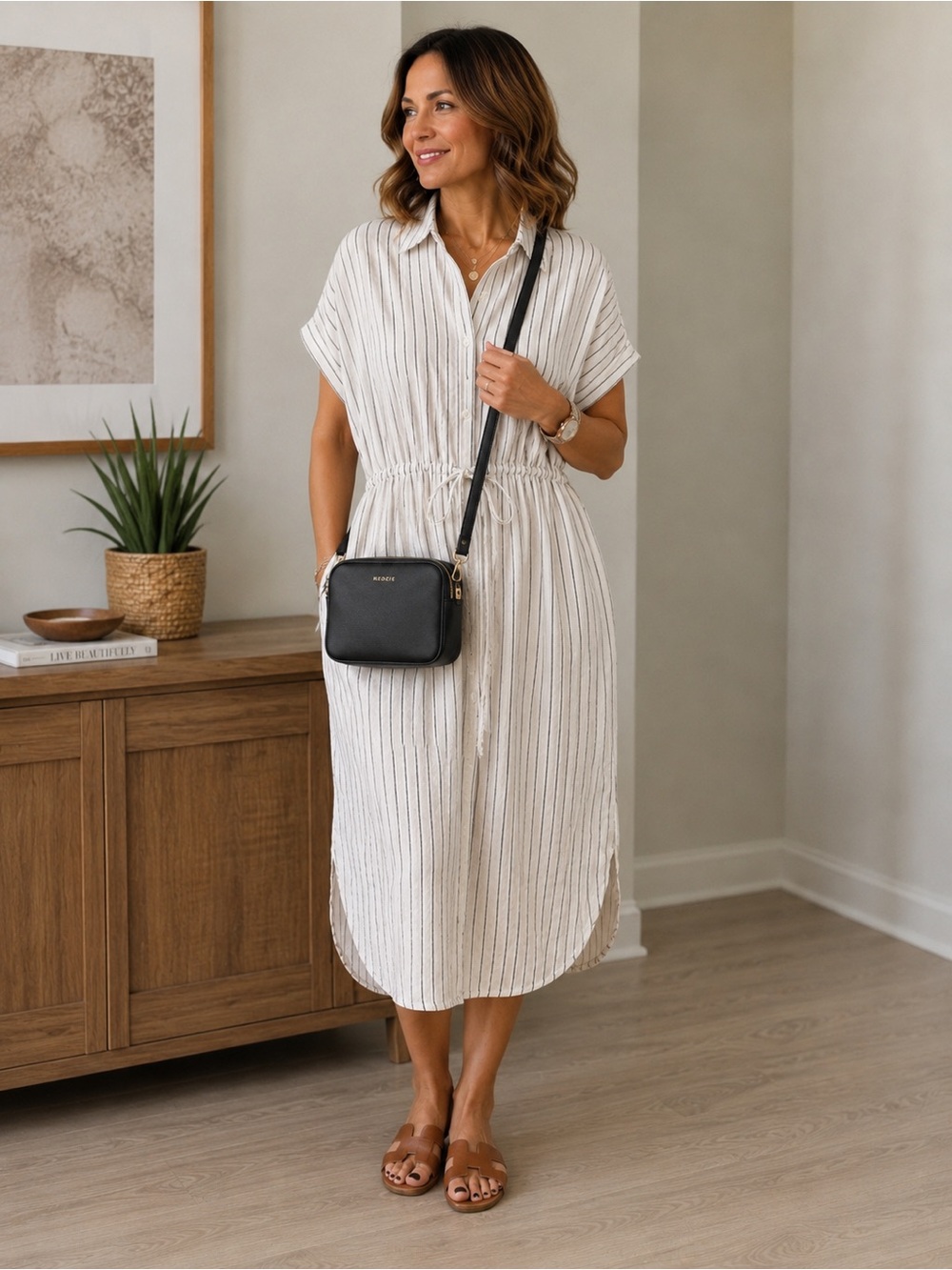 A New Day Striped Short Sleeve Shirt Dress XL